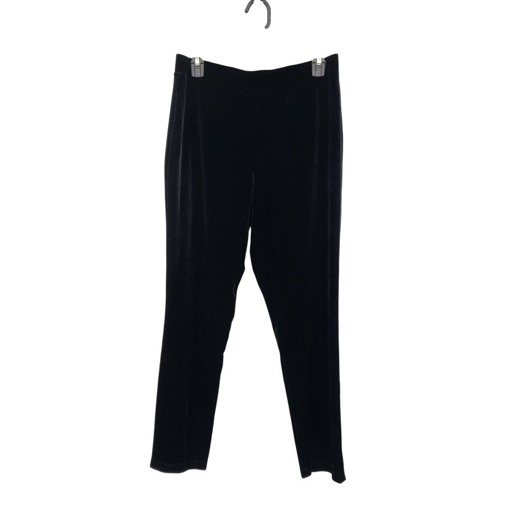 Susan Graver Black Velvet Pull On Tapered Leg Pants Size Small S 28” Inseam Luxe
